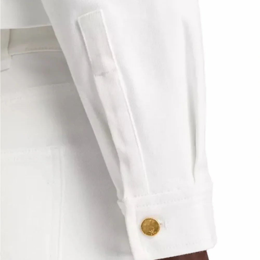 NWT $348 Kobi Halperin Teagan Denim White Jacket Size S Cropped Brooch - Picture 6 of 13
